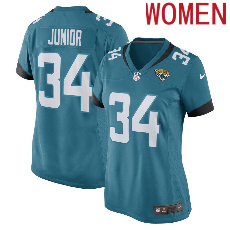 Women Jacksonville Jaguars 34 Gregory Junior Nike Teal Game Player NFL Jersey